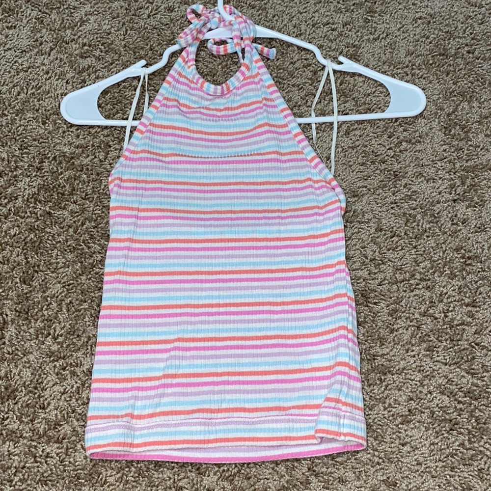 rainbow halter crop top